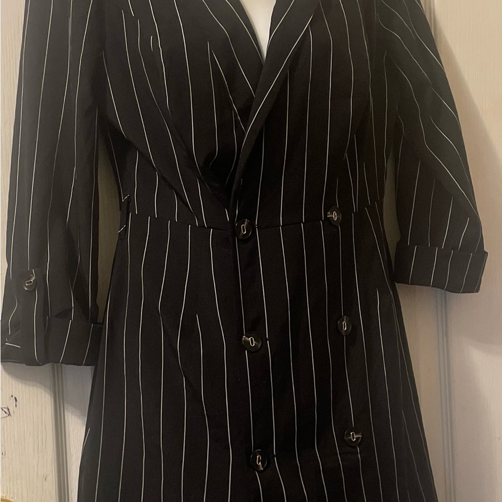 Black Pinstripe Blazer Dress